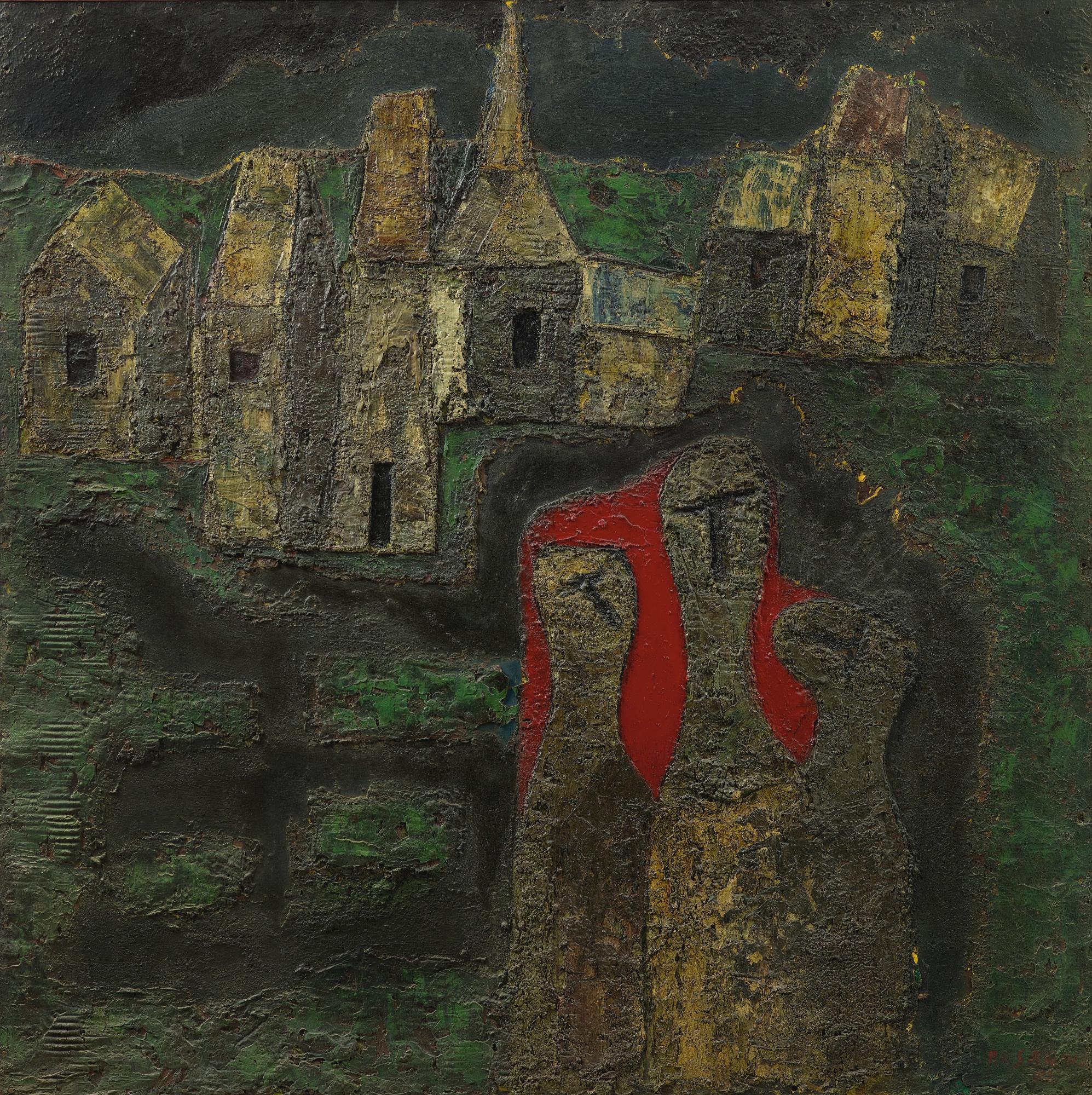 Piraji Sagara - Untitled (Kashmir Landscape With Three Figures)