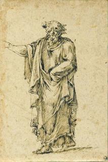 Pirro Ligorio - A draped bearded man gesturing to the left