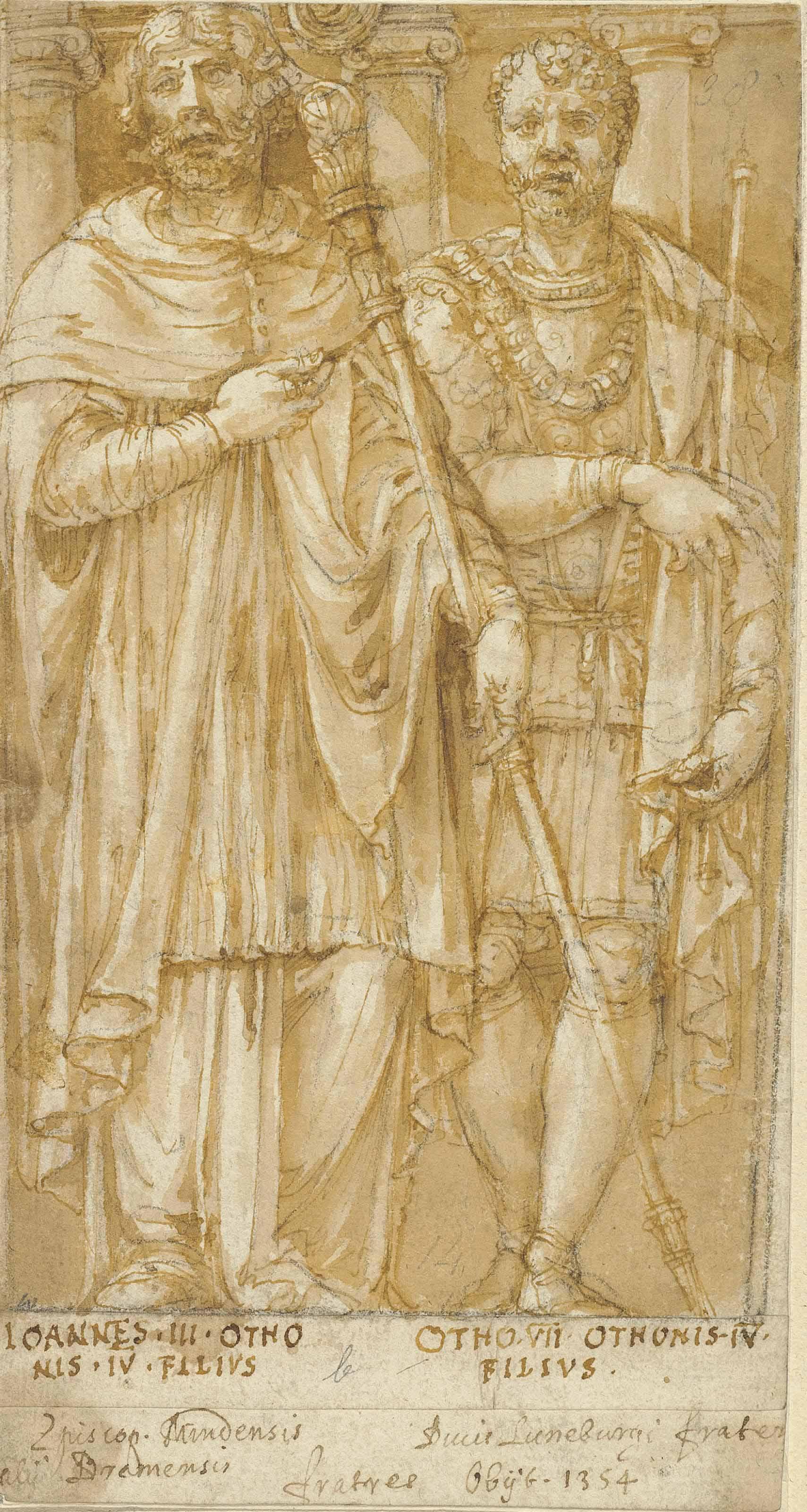 Pirro Ligorio - The Guelf ancestors of the House of Este: John, Apostolic Administrator of the Archdiocese of Bremen, and Otto III, sons of Otto II (\'the Strict\')