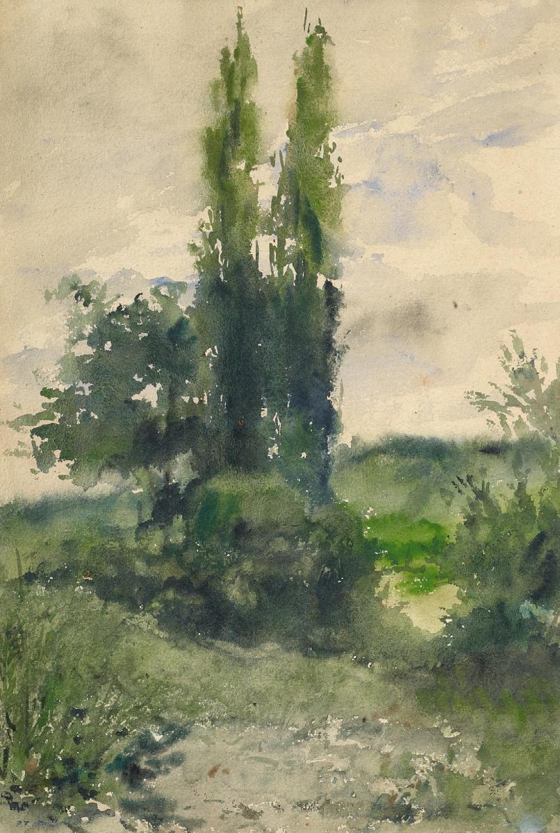 Pius Ferdinand Messerschmitt - Landschaft mit Pappeln
