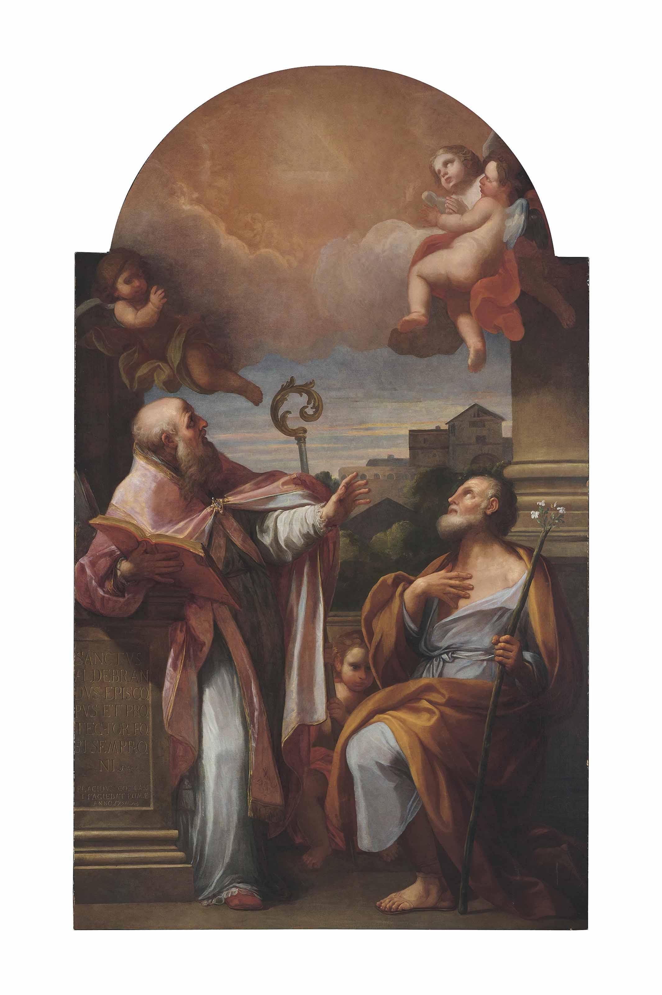 Placido Costanzi - Saint Aldebrando Of Fossembrone And Saint Joseph