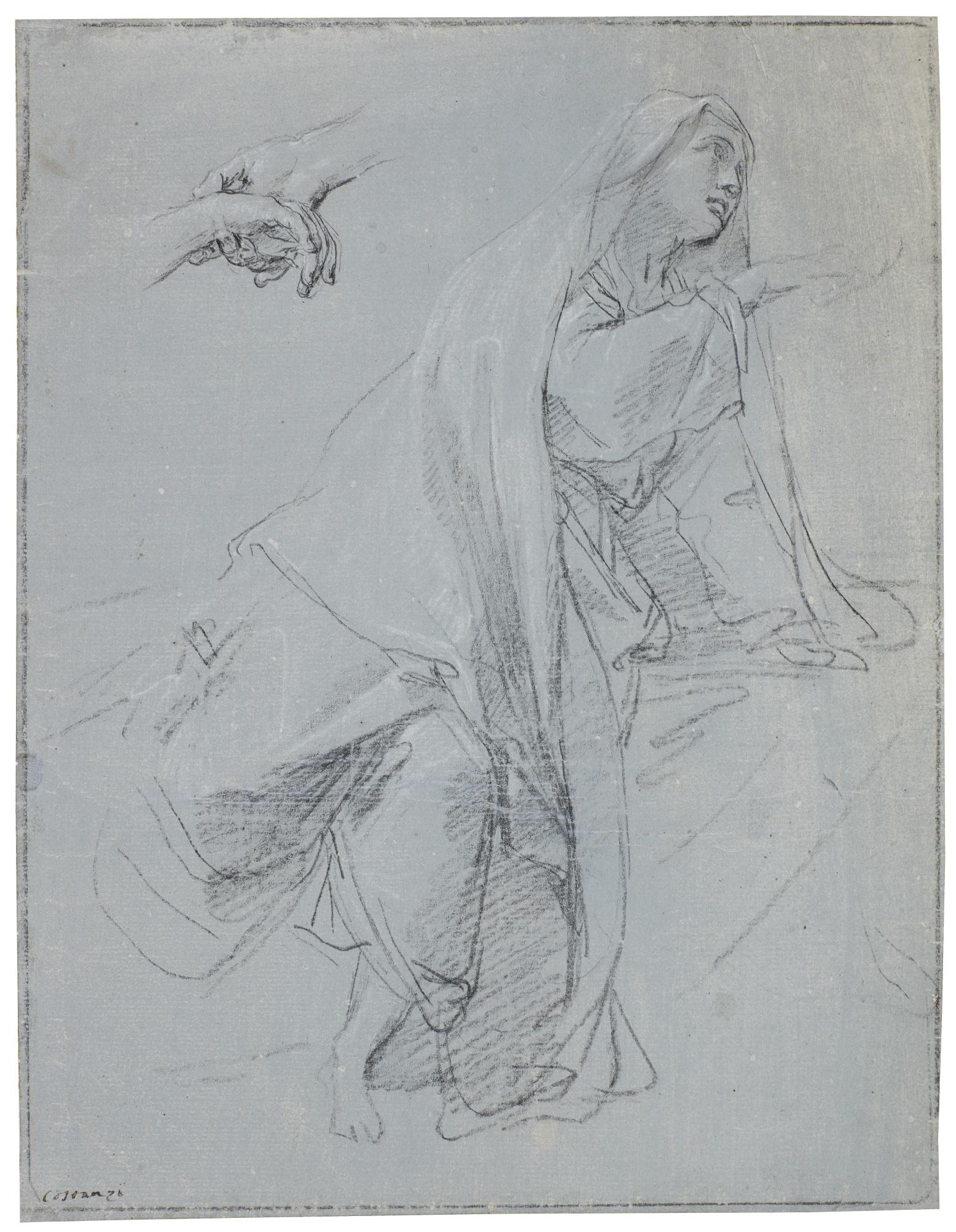 Placido Costanzi - Study Of A Female Figure Leaning To Her Left