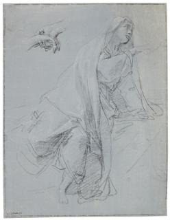Placido Costanzi - Study Of A Female Figure Leaning To Her Left
