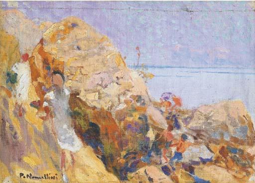 Plinio Nomellini - Tra Le Rocce A Capri