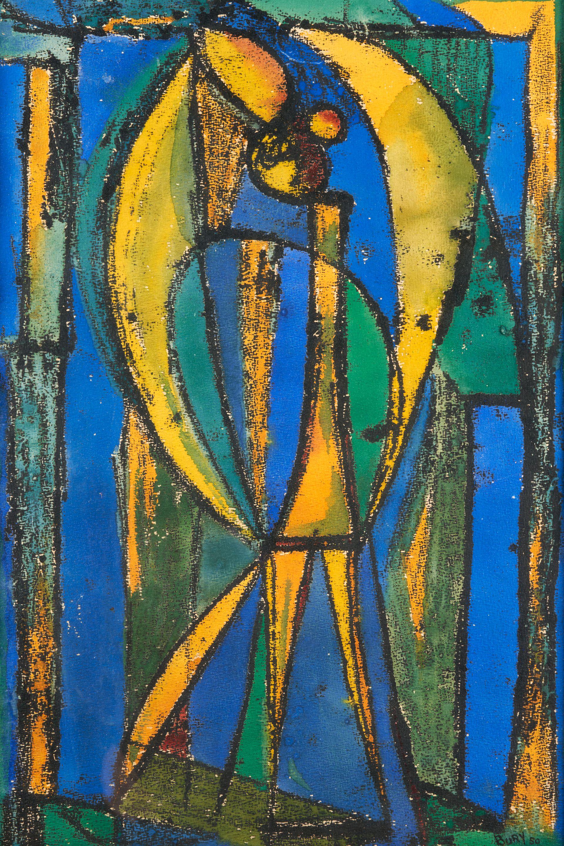 Pol Bury - Untitled (Blue & Yellow Abstract)