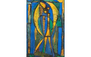 Pol Bury - Untitled (Blue & Yellow Abstract)