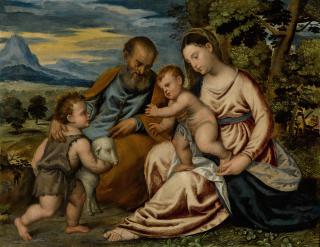 Polidoro De Renzi - Holy Family With Saint John The Baptist In A Landscape