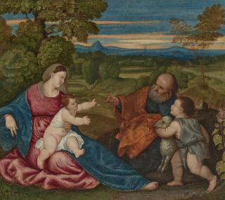 Polidoro De Renzi - The Holy Family with the Infant St John the Baptist, in a landscape