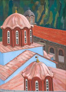 Polykleitos Rengos - Interior of Gregoriou Monastery Mount Athos