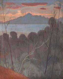 Polykleitos Rengos - Sunset over Aghia Sophia viewed from Yildiz Palace, Istanbul