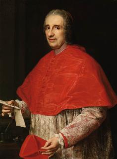 Pompeo Girolamo Batoni - Portrait of a Cardinal, half-length, in robes of office, holding his biretta and a letter