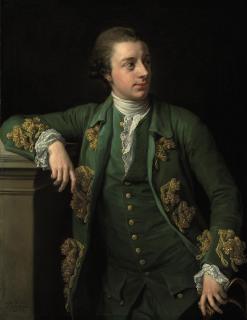 Pompeo Girolamo Batoni - Portrait of Thomas Fortescue, M.P. (b. 1744), three-quarter-length, in a gold brocaded green coat, a tricorn in his left hand