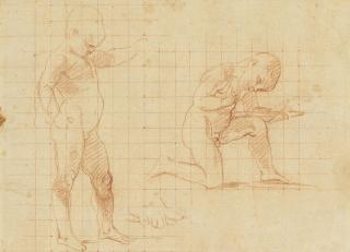 Pompeo Girolamo Batoni - Studies of a child, standing and kneeling on one knee, and a further study of his left foot