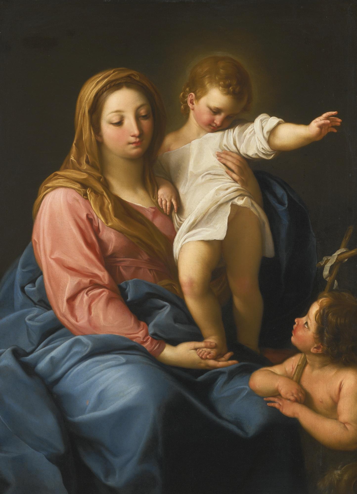 Pompeo Girolamo Batoni - The Madonna And Child With The Infant Saint John The Baptist