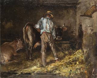 Pompeo Mariani - Nella stalla