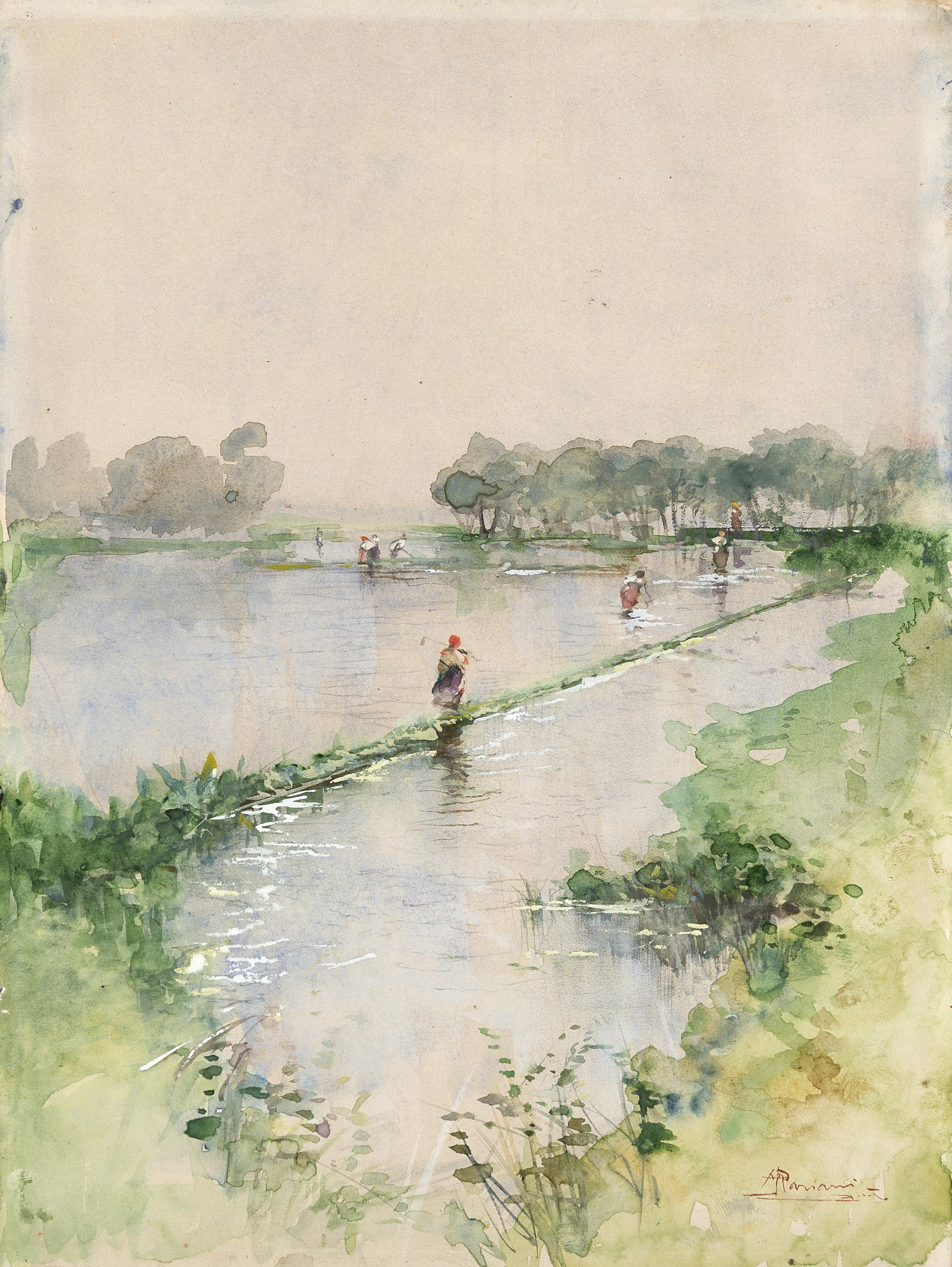 Pompeo Mariani - Risaia con le mondine