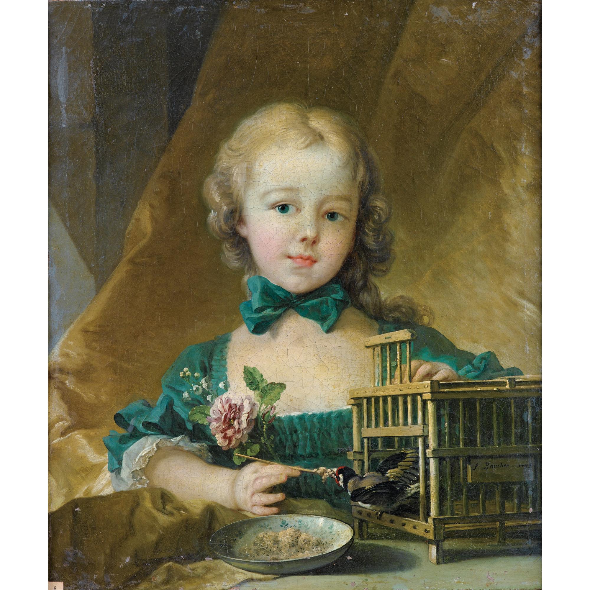 Portrait D\'Alexandrine Lenormand D\'Etiolles (1744-1754) Jouant Avec Un Chardonneret