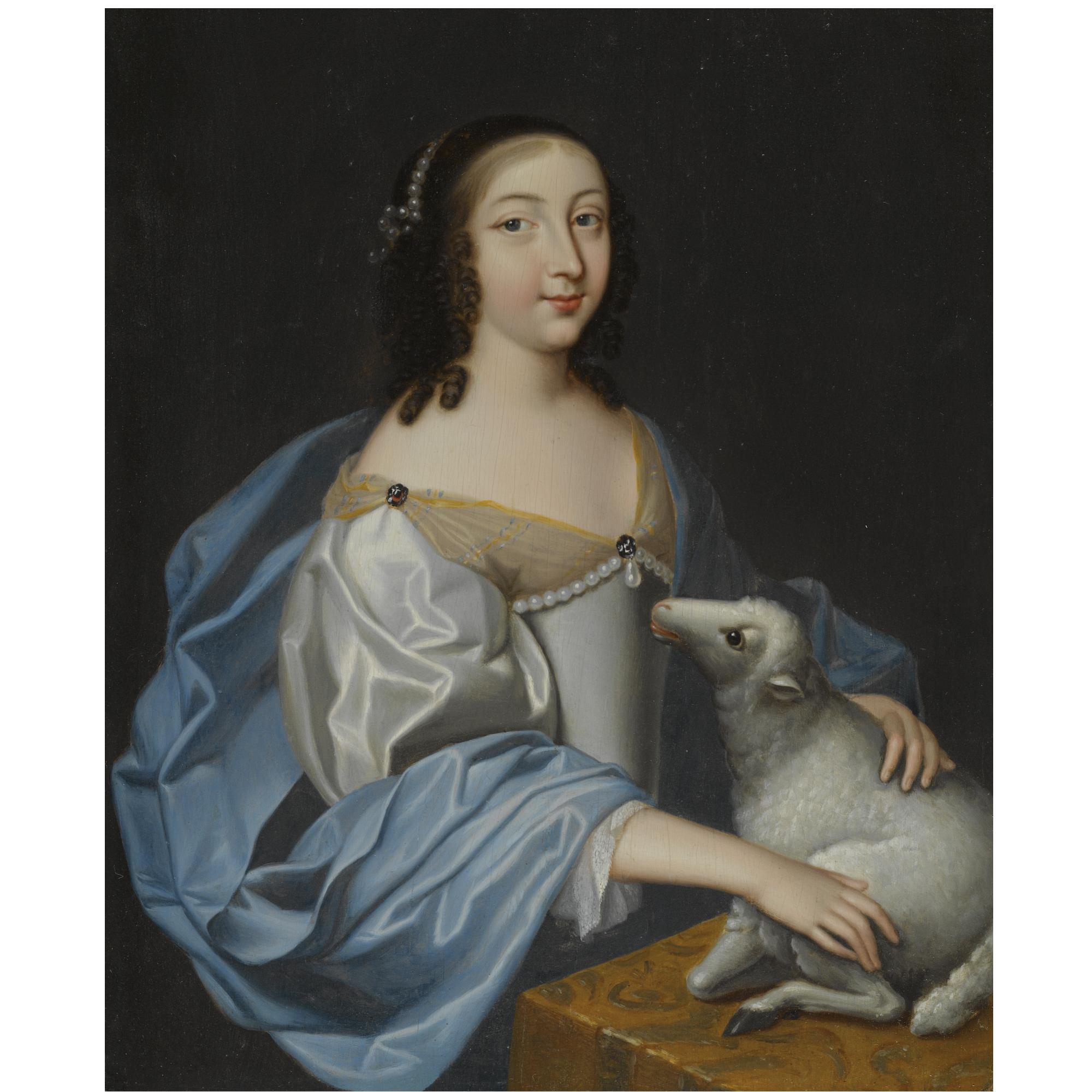 Portrait Of A Lady, Half Length, As Saint Agnes