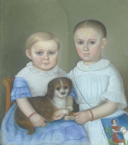 Portrait of Two Children And A Dog