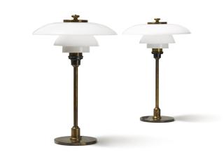 Poul Henningsen - Pair Of Table Lamps With 2/1 Type Shades