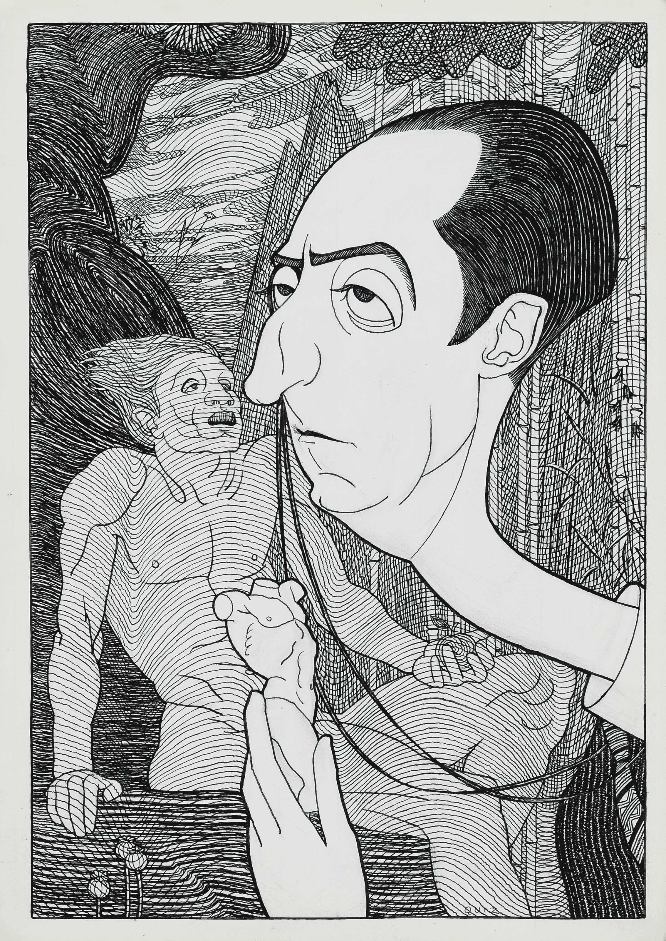 Powys Evans - Caricature of Glyn Warren Philpot