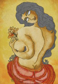 Prakash Karmarkar - Untitled (Woman With Flower)