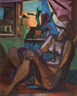 Pravoslav Kotík - Seated Nude With Cactus