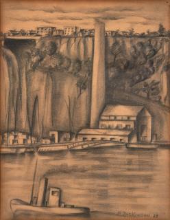 Preston Dickinson - An Industrial Harbor Scene