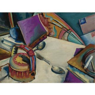 Preston Dickinson - Tabletop Still Life: Books And Teapot