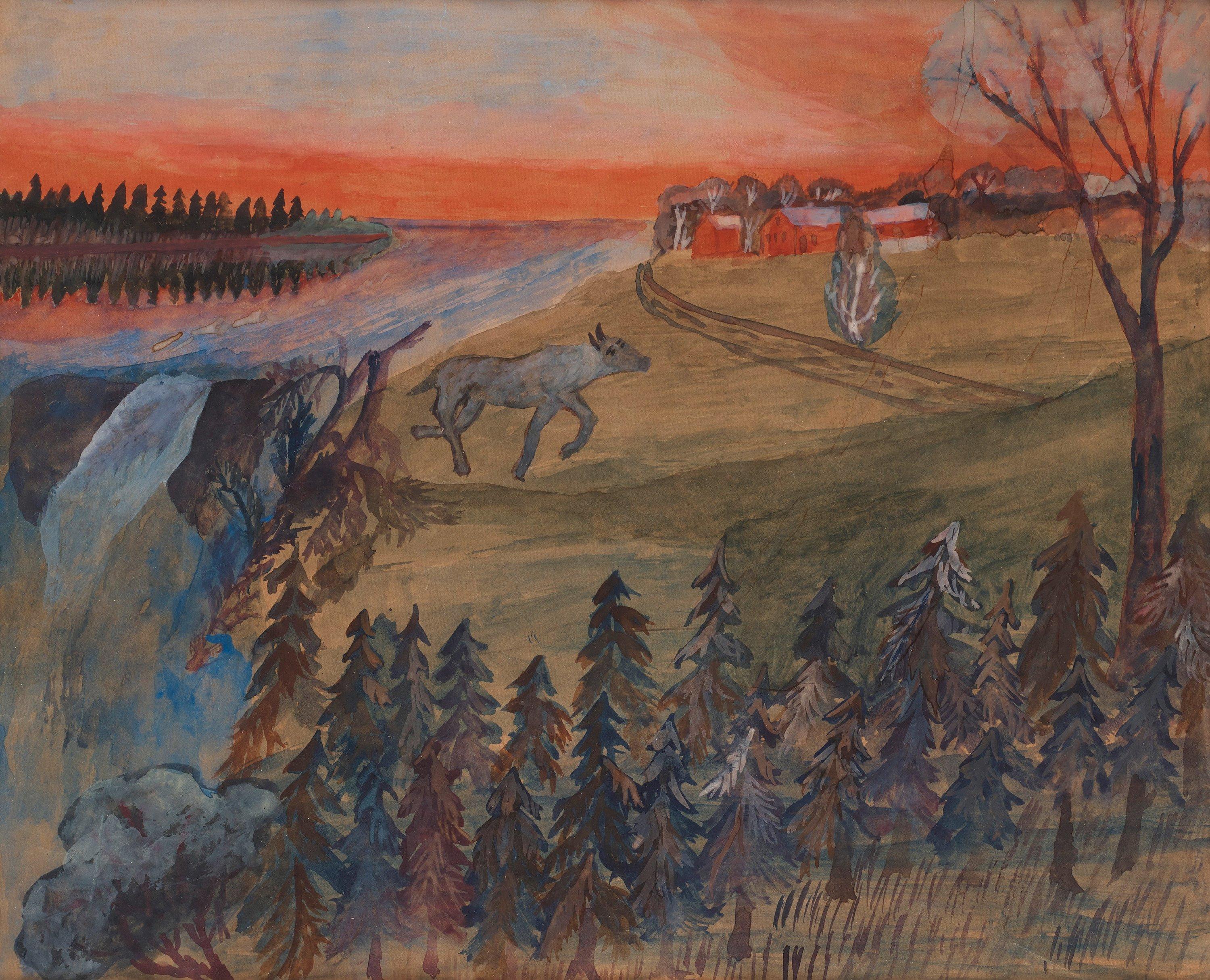 Primus Mortimer Pettersson - Trees, houses and waterfalls.