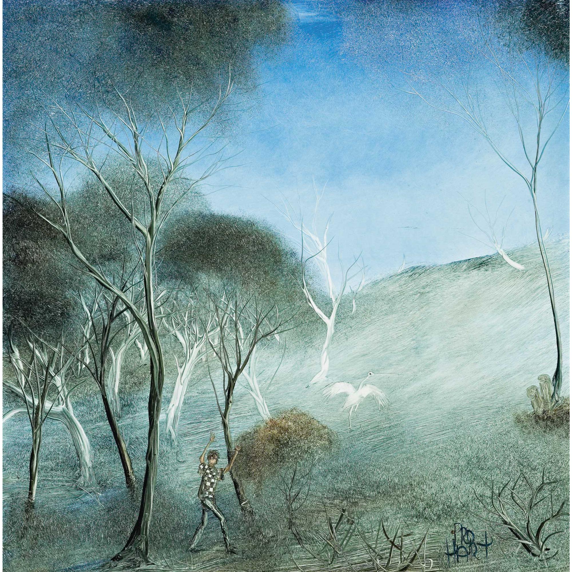 Pro Hart - Australian Chasing A Waterbird