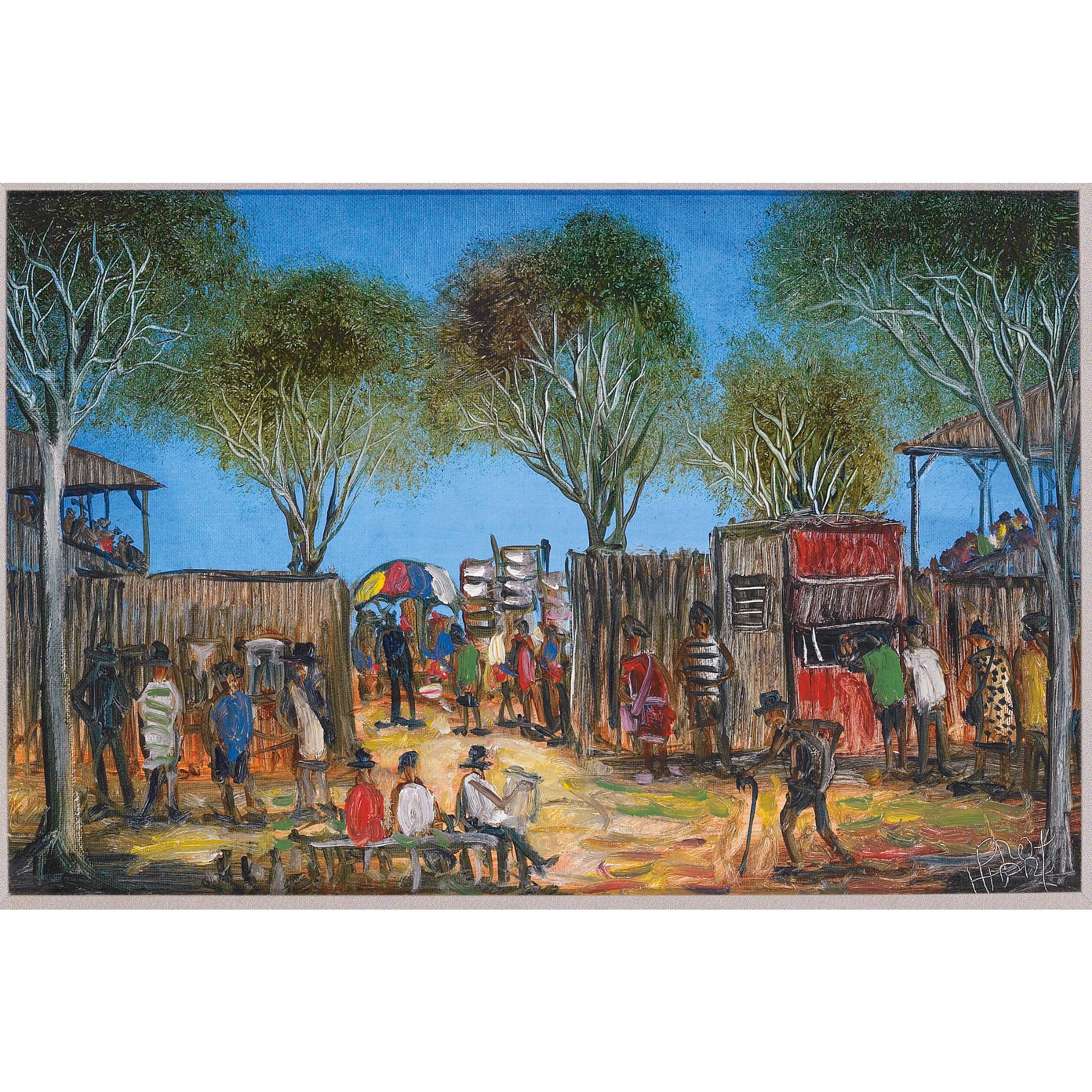 Pro Hart - Australian st Pat\'S Races, Broken Hill, Behind The Stands