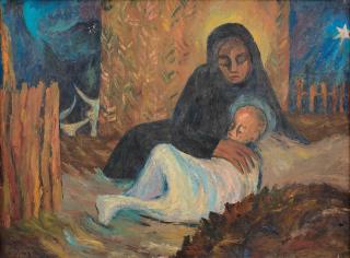 Prof. Uche Okeke - Madonna & Child, The Manger (Framed)