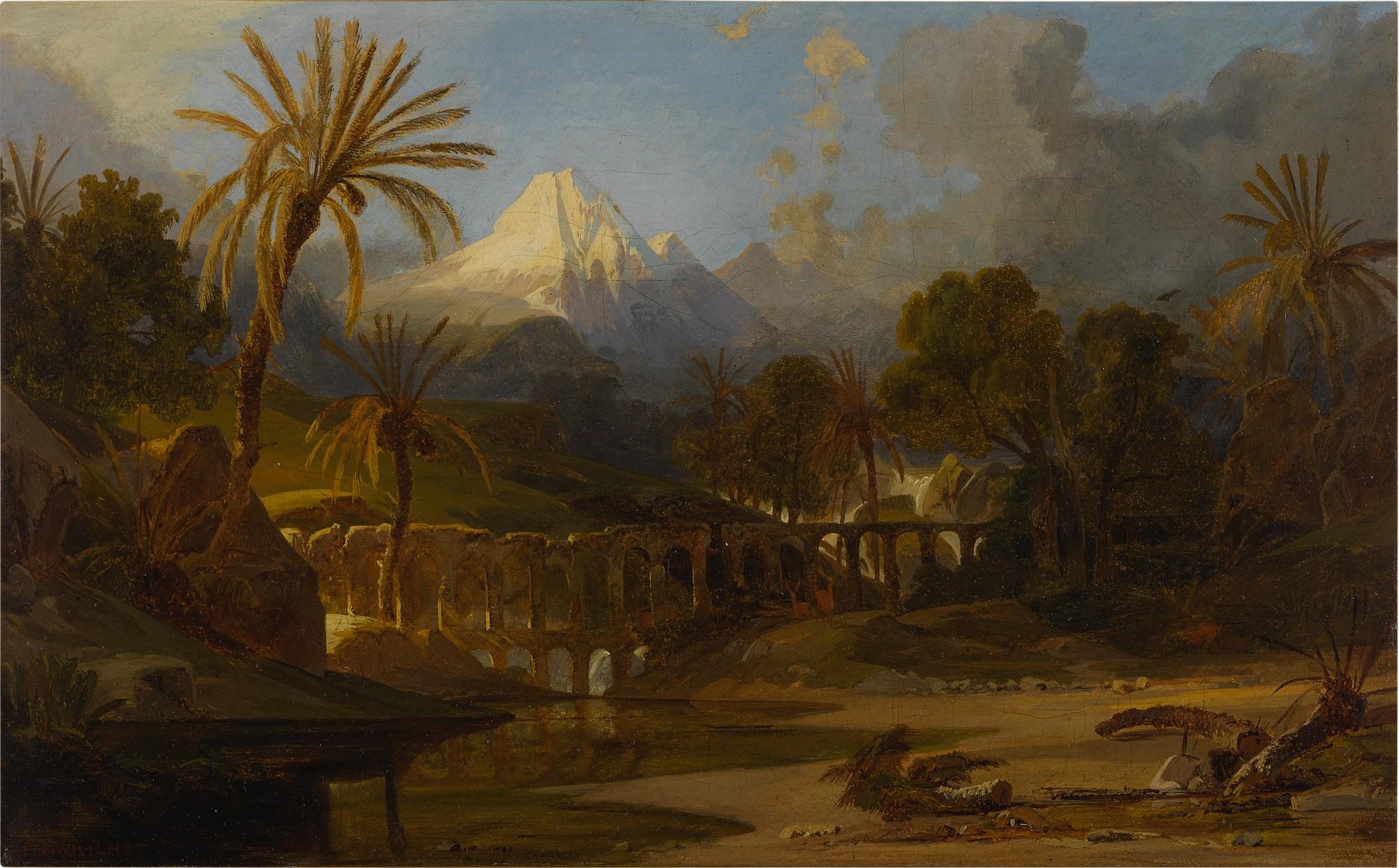 Propser Marilhat - Landscape With Palm Trees And Mountainous Vista