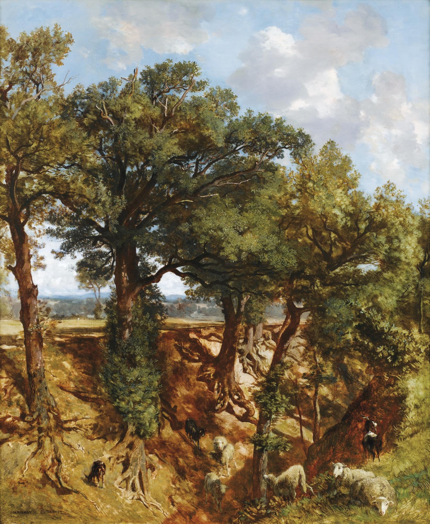 Prosper-Georges-Antoine Marilha - Les Grands Chênes Près Du Ravinprosper-Georges-Antoine Marilhat And Constant Troyon ; The Oak Trees In The Ravine ; Signed Lower Left Marilhat Et Troyon ; Oil On Panel