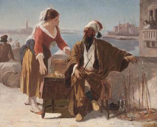 Prosper-Georges-Antoine Marilhat - A Turkish pipe seller on a Venetian quayside