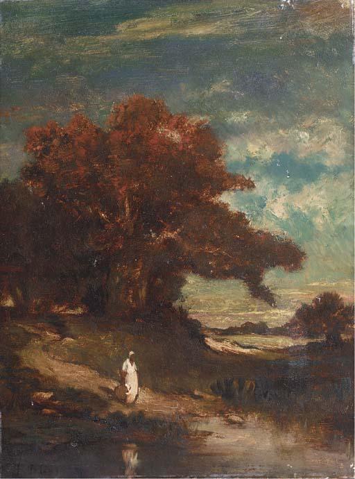 Prosper Georges Antoine Marilhat - A watercarrier at the river\'s edge