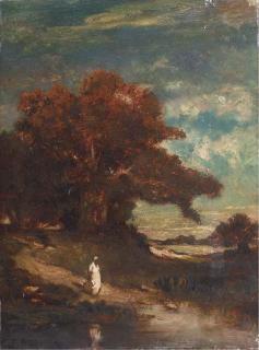 Prosper Georges Antoine Marilhat - A watercarrier at the river\'s edge