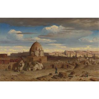Prosper Georges Antoine Marilhat - French View Of The South Of The Necropolis In Cairo With The Citadel In The Background