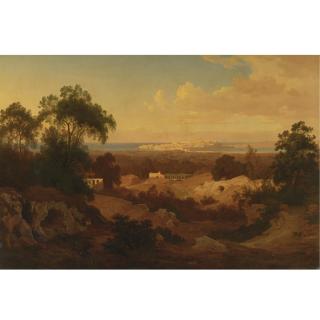 Prosper Georges Antoine Marilhat - Sunset At Syracuse