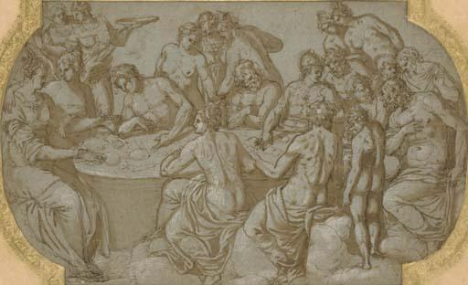 Prospero Fontana - The Feast of the Gods: Design for a ceiling compartment