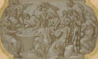 Prospero Fontana - The Feast of the Gods: Design for a ceiling compartment