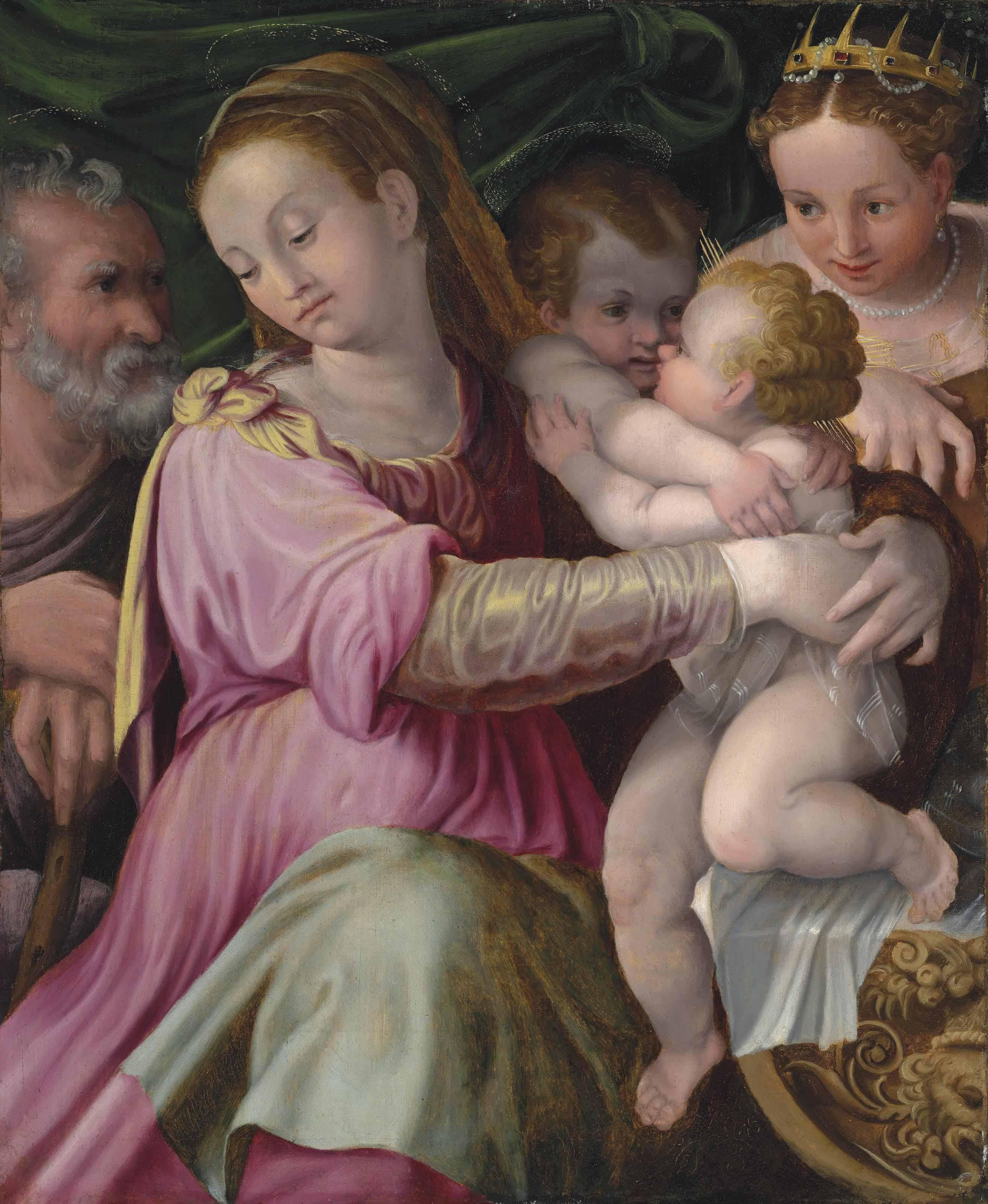 Prospero Fontana - The Holy Family With Saints John The Baptist And Catherine