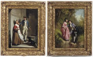 Prudent Louis Leray - Stepping Stones and A Chance Encounter on the Stairs