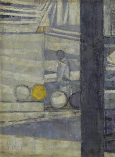 Prunella Clough - Barrels in a Yard