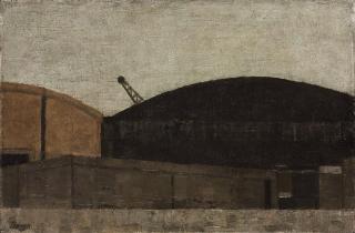 Prunella Clough - Crane in a landscape