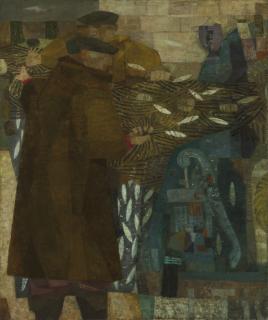 Prunella Clough - Fishermen with Sprat Nets II