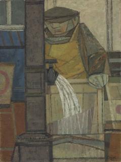 Prunella Clough - Man Washing Fish Boxes