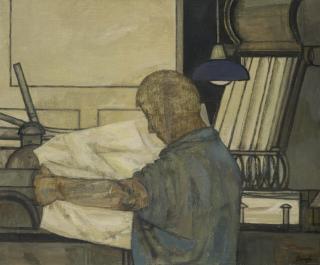 Prunella Clough - Printer Checking Proofs