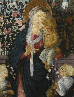 Pseudo Pier Francesco Fiorentino - The Madonna And Child With Two Angels Before A Rose Hedge